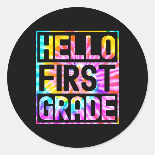 Hello First Grade Back to School 1st Grade Teacher Classic Round Sticker (Front)