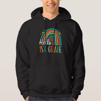 Hello First Grade Back To School 1st Grade Teacher Hoodie