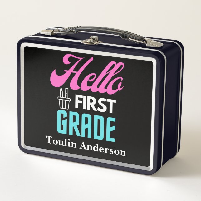 Hello First Grade, Back To School Metal Lunch Box (Front)