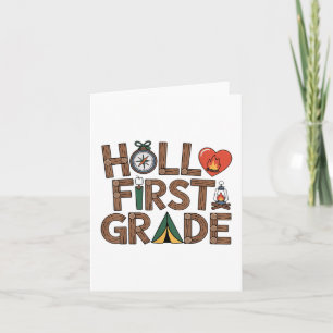 Hello First Grade Back To School Teacher Kids _1  Card