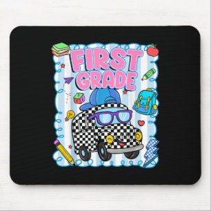 Hello First Grade Bus School Teacher Student Back Mouse Pad
