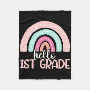 Hello First Grade Byck To School 1st Grade Teacher Fleece Blanket