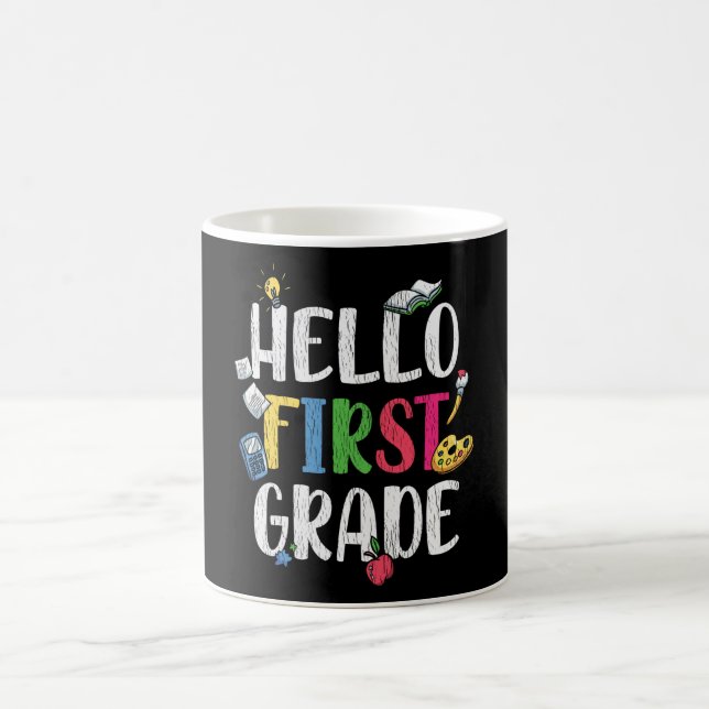 Hello First Grade Classroom Back School Kids Gift Coffee Mug (Center)