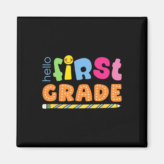 Hello First Grade Cute Colourful Team 1st Grade Te Magnet (Front)