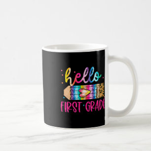 Hello First Grade Leopard Tie Dye Pencil Cute Teac Coffee Mug