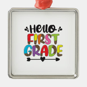 Hello First Grade Metal Ornament