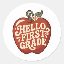 Hello First Grade Retro Apple Back to school
