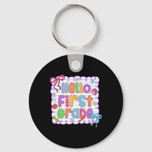 Hello First Grade Team 1st Grade Back To School Te Keychain