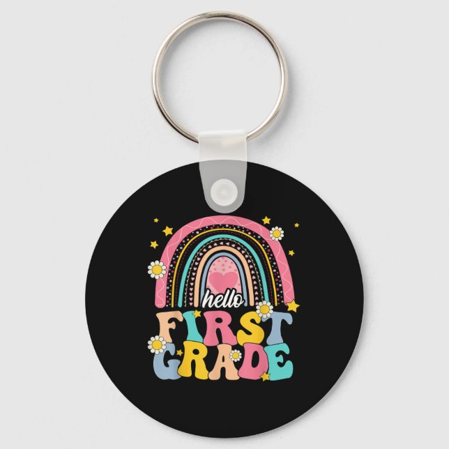 Hello First Grade Team 1st Grade Back To School Te Keychain (Front)