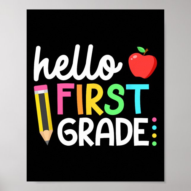 Hello First Grade Team 1st Grade Back to School Te Poster (Front)