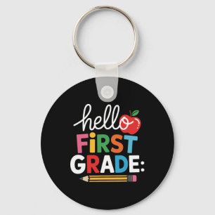 Hello First Grade Team Squad Back To School Teache Keychain