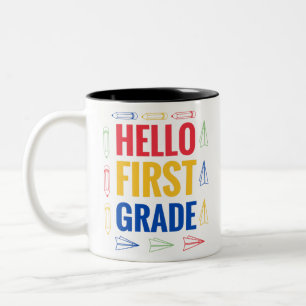 Hello First Grade Two-Tone Coffee Mug