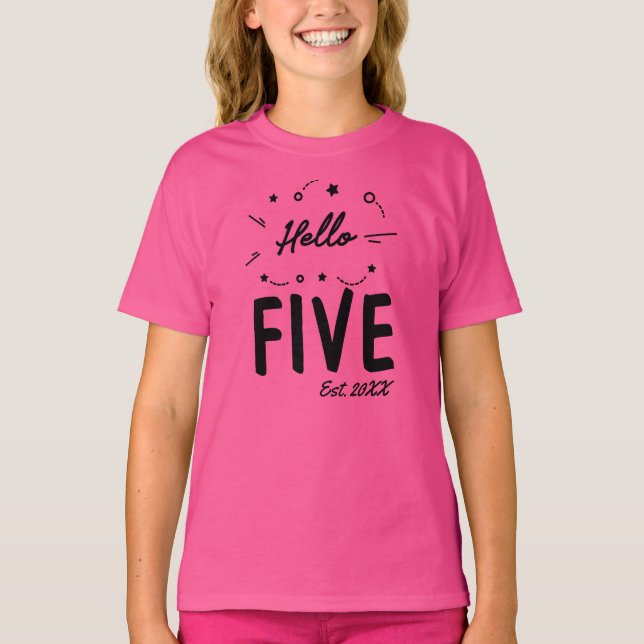 Hello Five 5th Birthday T-Shirt (Front)
