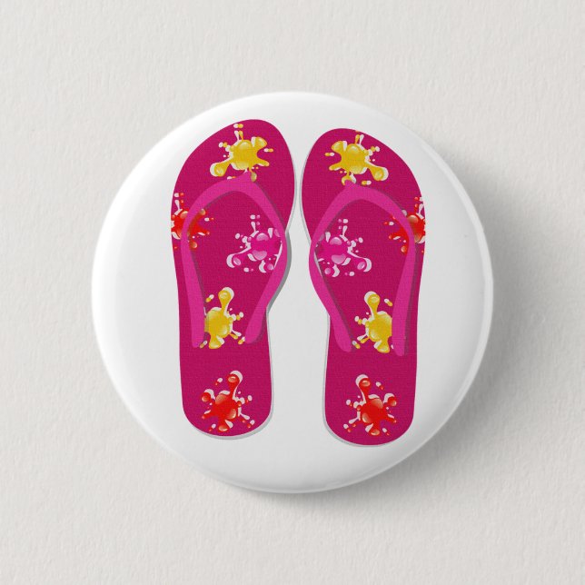 Hello Flip Flops 2 Inch Round Button (Front)