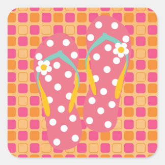 Hello Flip Flops Square Sticker