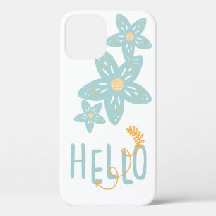 Hello Floral Boho Blue Yellow Modern Cute iPhone 12 Pro Case