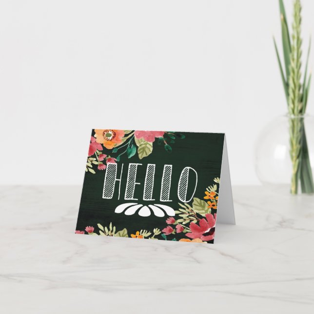 Hello Floral Greeting Card (Front)