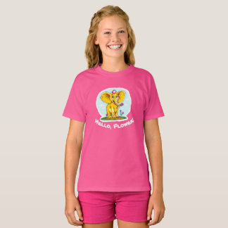 “Hello, Flower! – Cute Yellow Elephant T-Shirt for