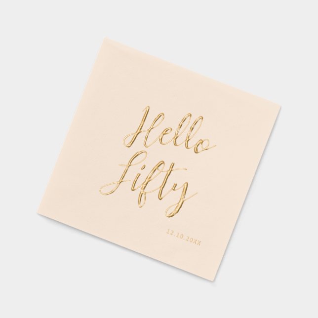 Hello Forty Fifty Age Birthday Foil Napkins (Left)