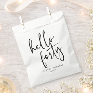 Hello Forty Minimalist 40th Birthday Party Favour Bag