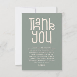 HELLO FORTY Modern 40th Birthday Thank You Card