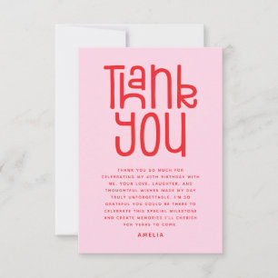 HELLO FORTY Modern 40th Birthday Thank You Card