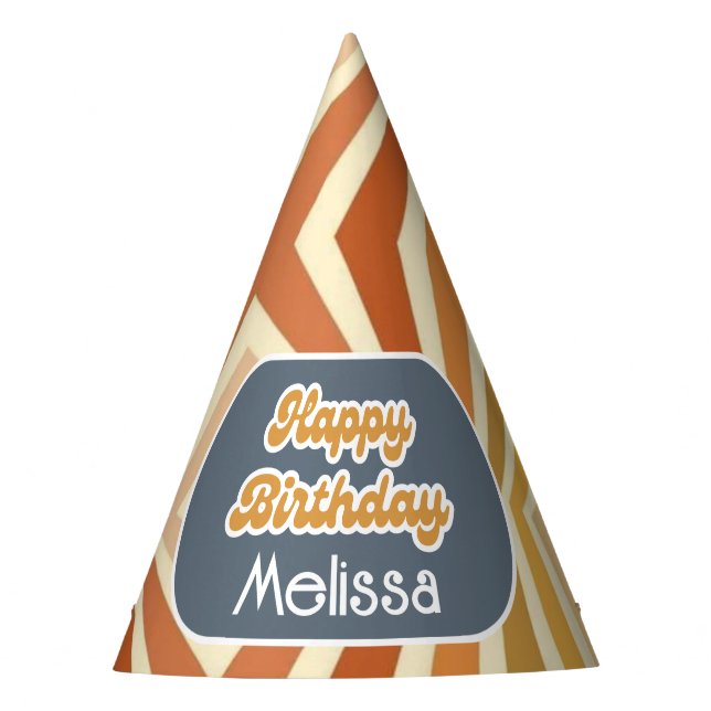 Hello Forty Retro Sun Groovy Wave Birthday Party Hat (Front)