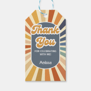 Hello Forty Retro Sun Groovy Wave Thank You Gift Tags