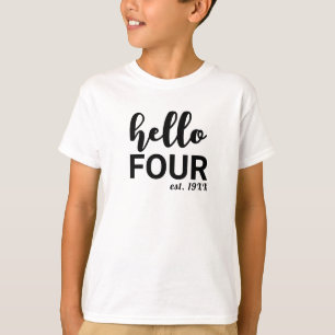 Hello Four Personalized  Birthday T-Shirt