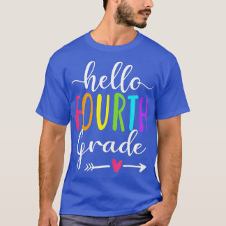 Hello Fourth Grade 4th Back To School Teacher Stud T-Shirt