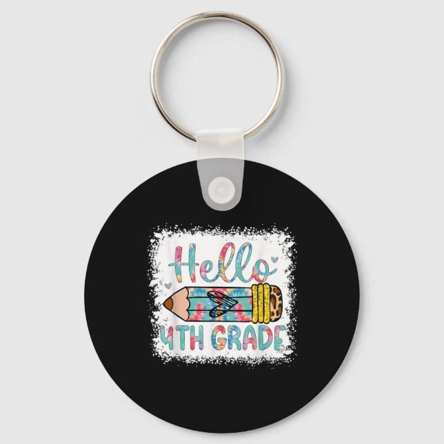 Hello Fourth Grade Back To School 4th Grade Studen Keychain (Front)