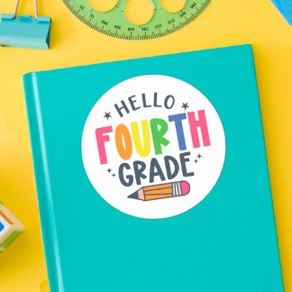Hello fourth grade back to school classic round sticker