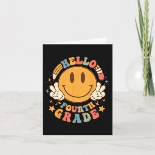 Hello Fourth Grade Back To School Groovy Teacher S Card