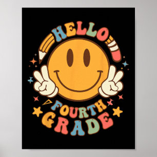 Hello Fourth Grade Back To School Groovy Teacher S Poster