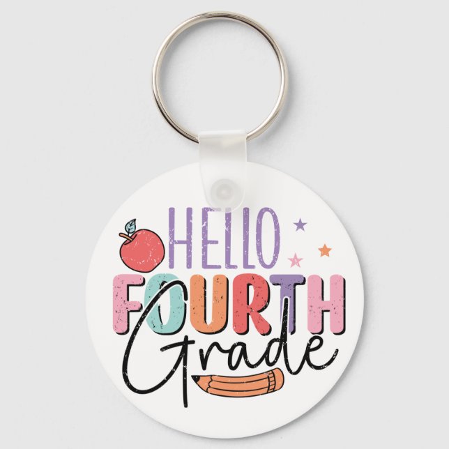 Hello Fourth Grade Back to School Keychain (Front)