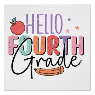 Hello Fourth Grade Back to School Poster