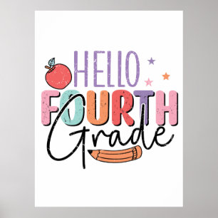 Hello Fourth Grade Back to School Poster