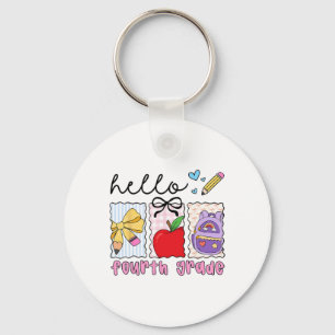 Hello Fourth Grade Coquette 4th Grade Back To Scho Keychain