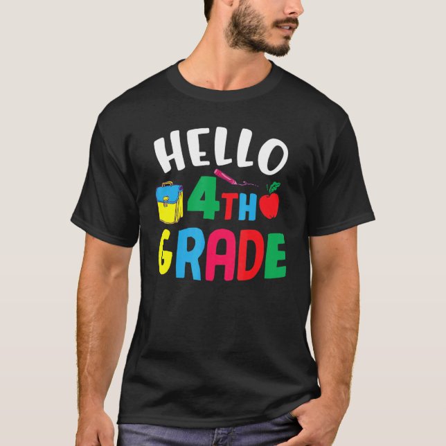 Hello Fourth Grade Cute 4th Grade T-Shirt (Front)