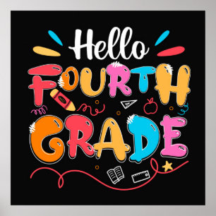 Hello Fourth Grade Doodle  Poster