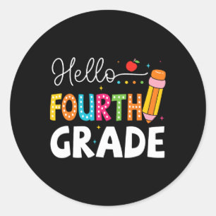 Hello Fourth Grade First Day Of School Back To Sch Classic Round Sticker