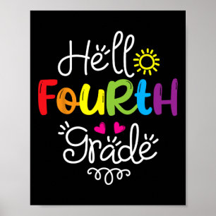 Hello Fourth Grade Fun 4th Grade Back to School G Poster