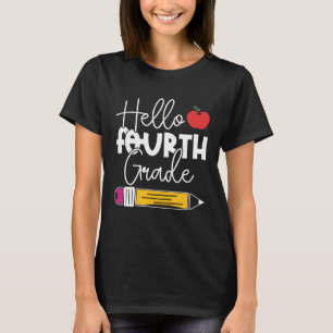 Hello Fourth Grade Pencil Apple Back to School Tea T-Shirt