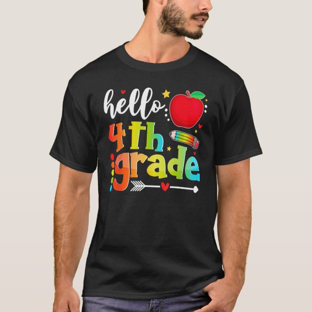Hello Fourth Grade Squad Back To School 4th Grader T-Shirt (Front)