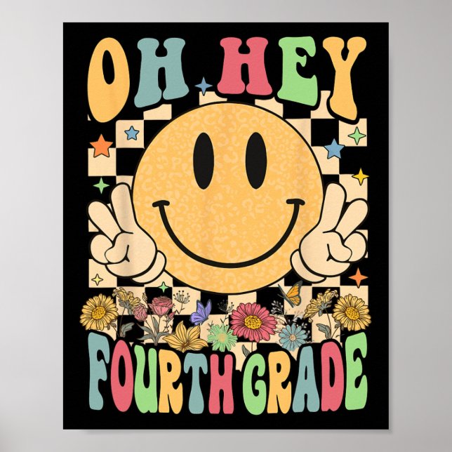 Hello Fourth Grade Teachers Student 4th Grade Back Poster (Front)