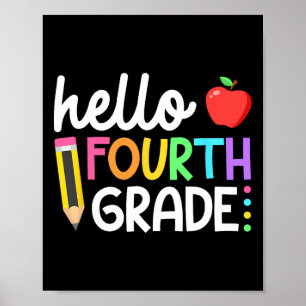 Hello Fourth Grade Team 4th Grade Back to School T Poster