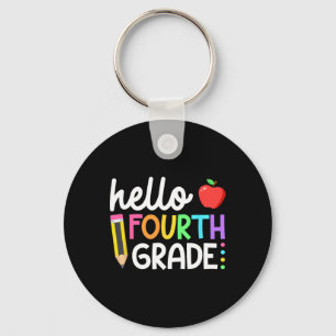 Hello Fourth Grade Team 4th Grade Byck To School T Keychain
