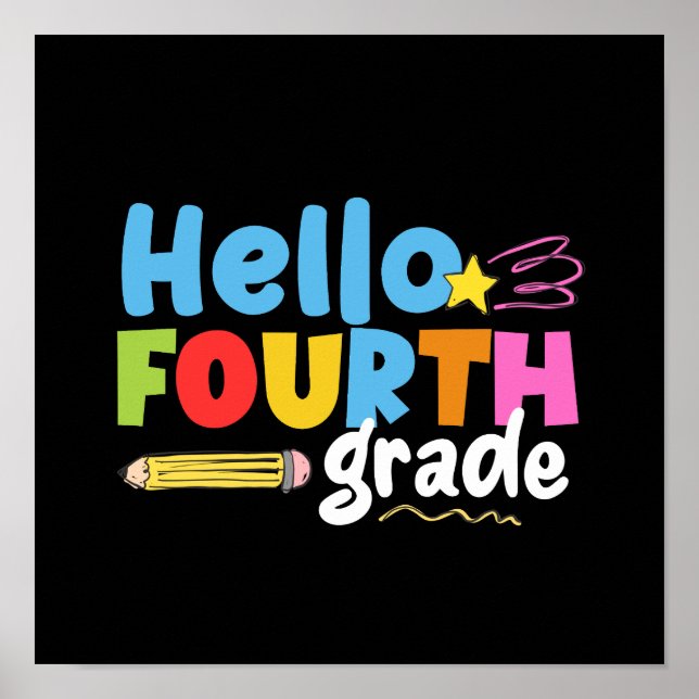 Hello Fourth Grade Team 4th Grade Vibes First Day  Poster (Front)