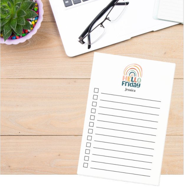 Hello Friday fun rainbow retro colourful boho Post-it Notes (Creator Uploaded)