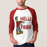 Hello Friend Creepy Frankenstein T shirts, Hoodies<br><div class="desc">Here's Frankenstein's monster saying Hello Friend on a t-shirt, mug, hoodie or kids apparel. Funny and scary at the same time! Spooky for Halloween! Fully customizable too, in case you want to add your own text, change background colours, or move elements around. Make it yours, make it unique, make it...</div>